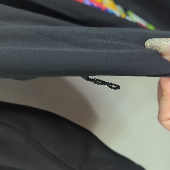 Euc Vintage Roxanne brand Sheer Robe - Neon Floral Trim w/ POCKETS! Sz S/open - Picture 6 of 7